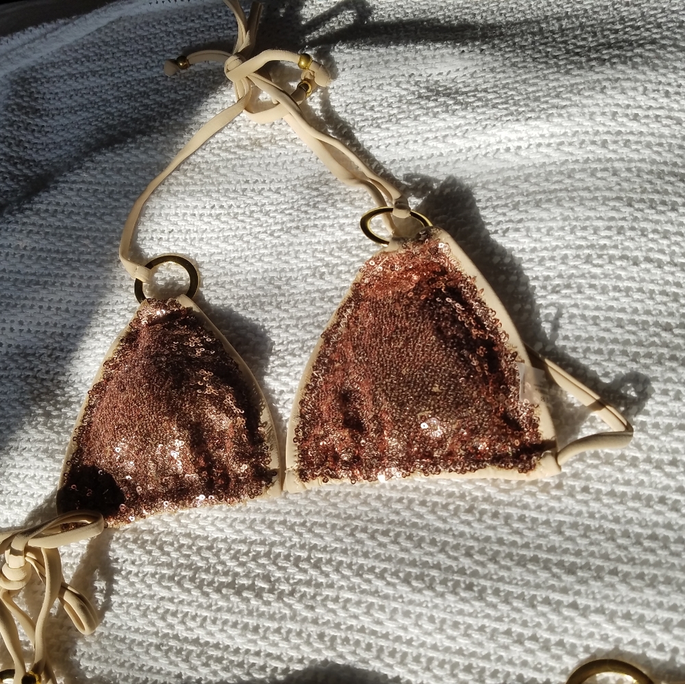 Rose Gold Sequin Bikini - Picture 5 of 7